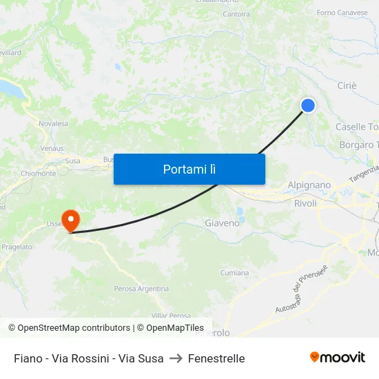 Fiano - Via Rossini - Via Susa to Fenestrelle map