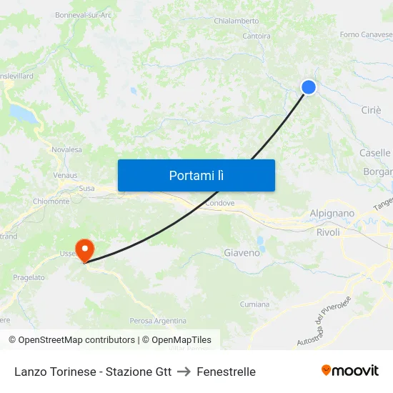 Lanzo Torinese - Stazione Gtt to Fenestrelle map