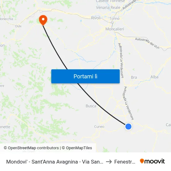 Mondovi' - Sant'Anna Avagnina - Via Sant'Anna to Fenestrelle map