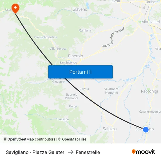 Savigliano - Piazza Galateri to Fenestrelle map