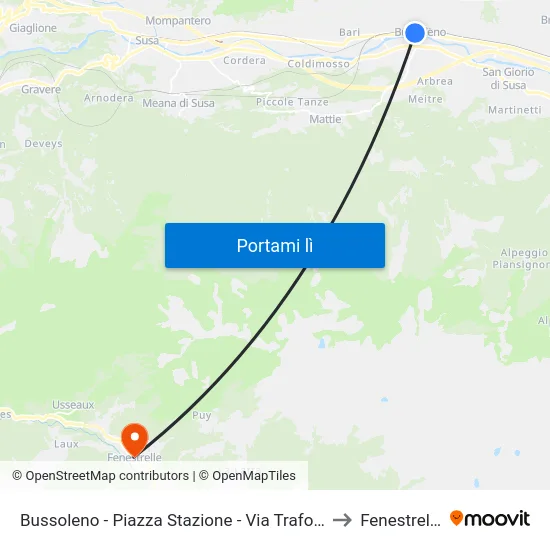 Bussoleno - Piazza Stazione - Via Traforo to Fenestrelle map