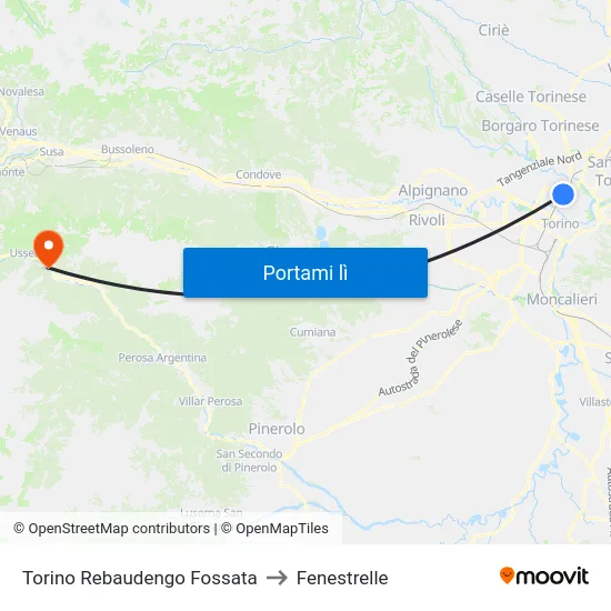 Torino Rebaudengo Fossata to Fenestrelle map