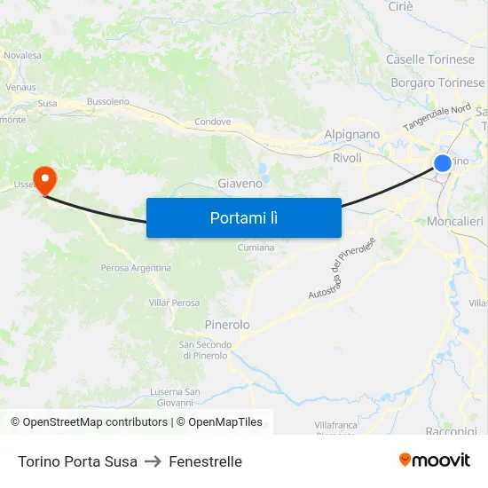 Torino Porta Susa to Fenestrelle map