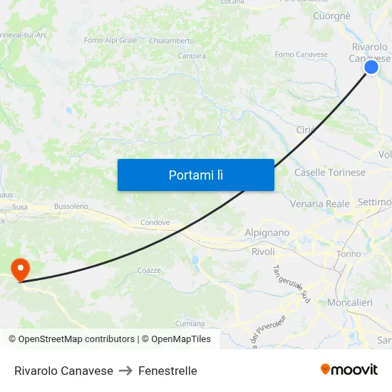 Rivarolo Canavese to Fenestrelle map