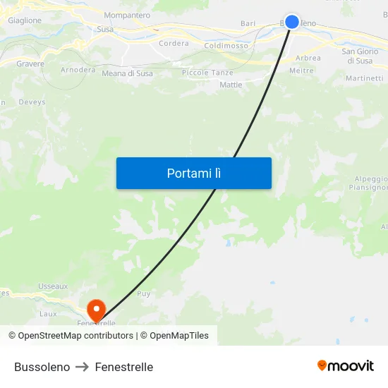 Bussoleno to Fenestrelle map