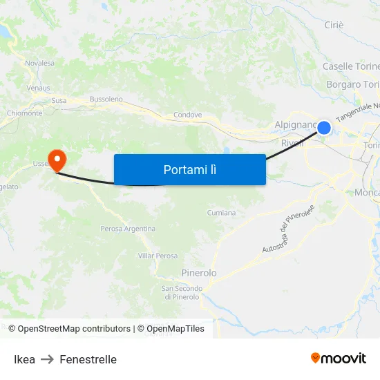 Ikea to Fenestrelle map