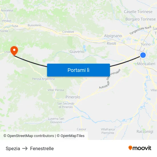 Spezia to Fenestrelle map