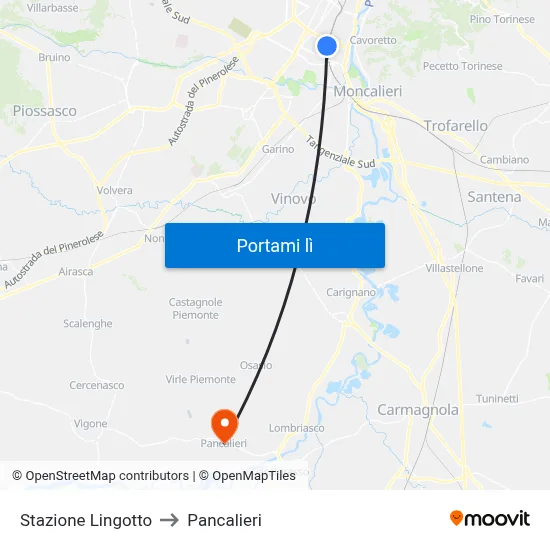 Stazione Lingotto to Pancalieri map