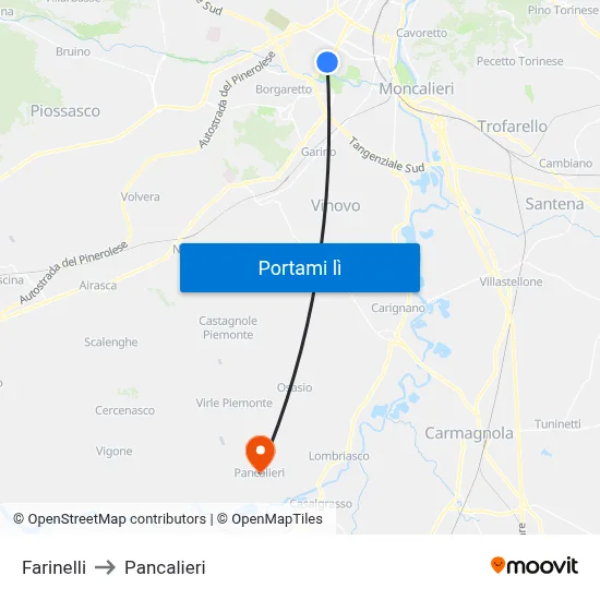Farinelli to Pancalieri map
