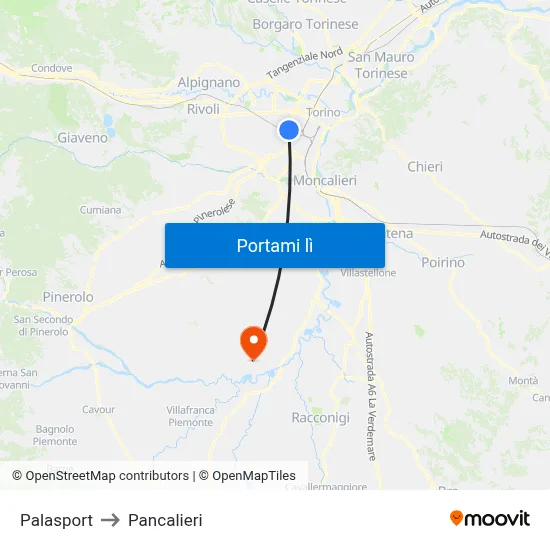 Palasport to Pancalieri map