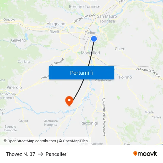 Thovez N. 37 to Pancalieri map