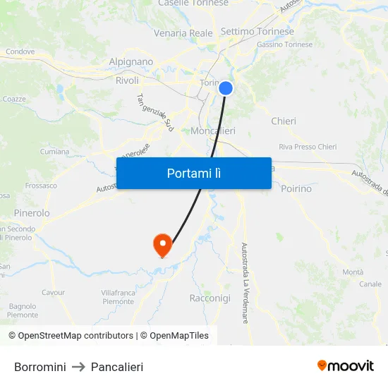 Borromini to Pancalieri map