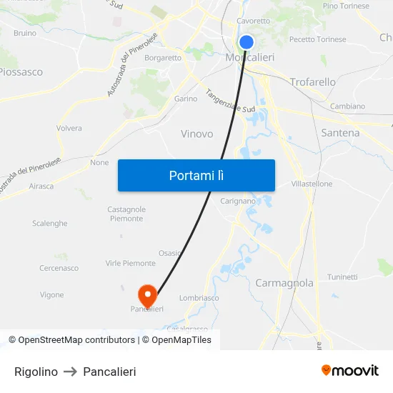 Rigolino to Pancalieri map