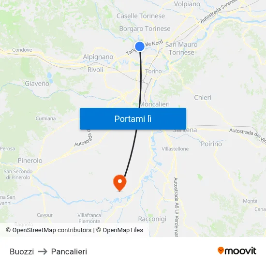 Buozzi to Pancalieri map