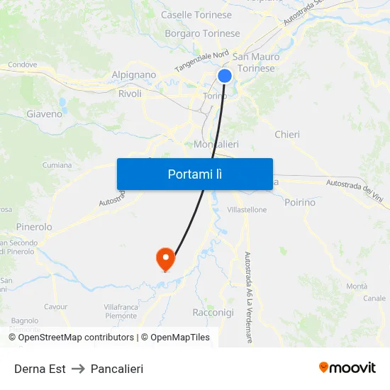 Derna Est to Pancalieri map