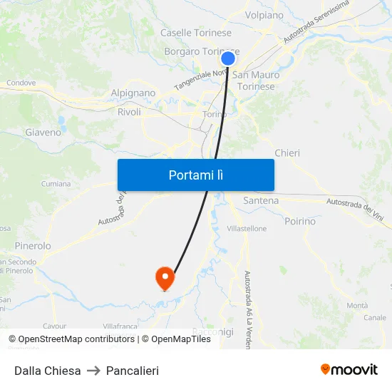 Dalla Chiesa to Pancalieri map