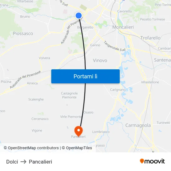 Dolci to Pancalieri map