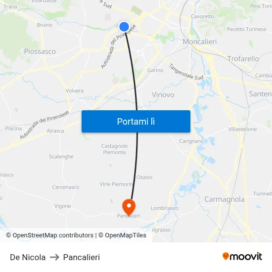 De Nicola to Pancalieri map