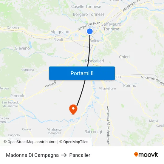 Madonna Di Campagna to Pancalieri map