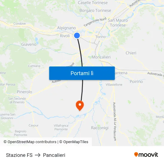 Stazione FS to Pancalieri map