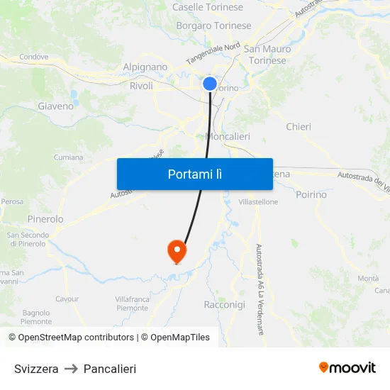 Svizzera to Pancalieri map