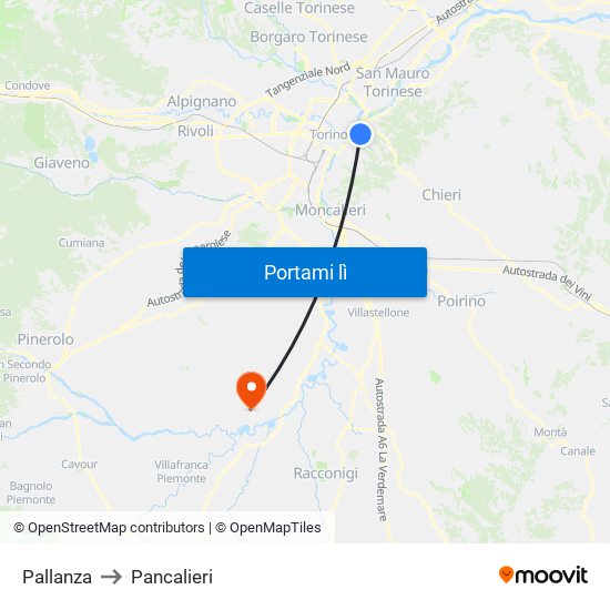Pallanza to Pancalieri map