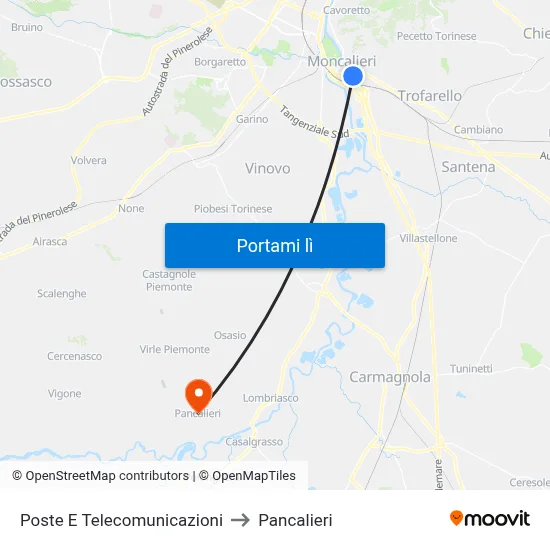 Poste E Telecomunicazioni to Pancalieri map