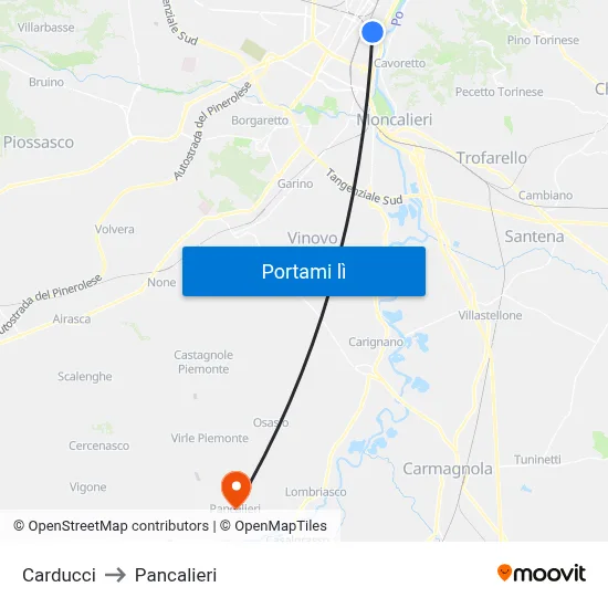 Carducci to Pancalieri map