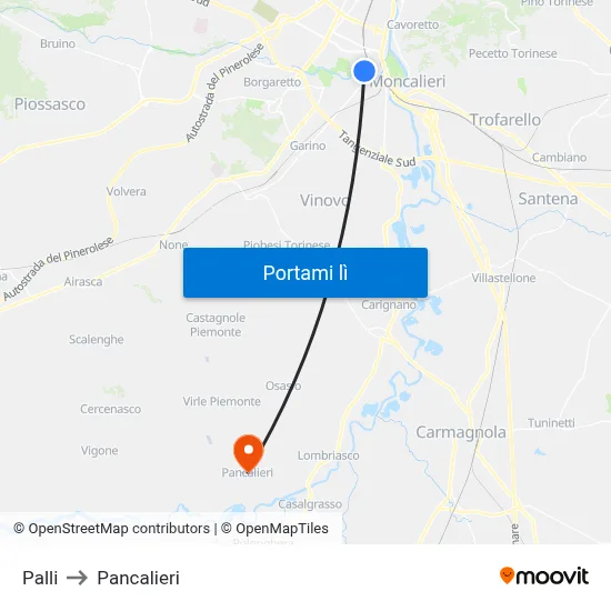 Palli to Pancalieri map