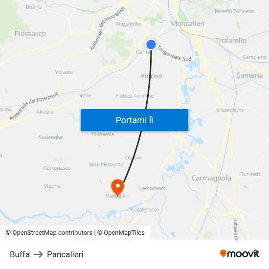 Buffa to Pancalieri map