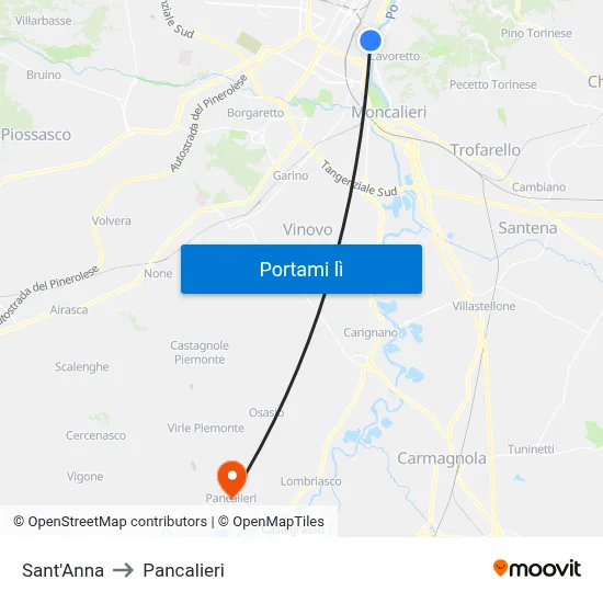 Sant'Anna to Pancalieri map