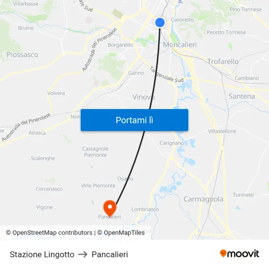 Stazione Lingotto to Pancalieri map