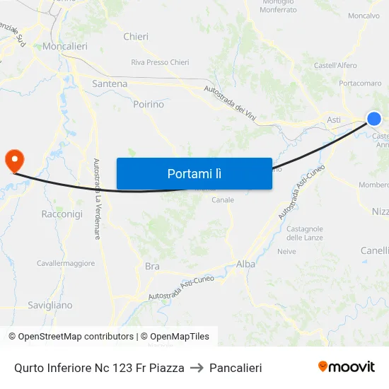 Qurto Inferiore Nc 123 Fr Piazza to Pancalieri map