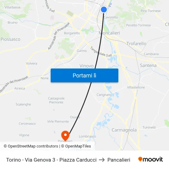 Torino - Via Genova  3 - Piazza Carducci to Pancalieri map