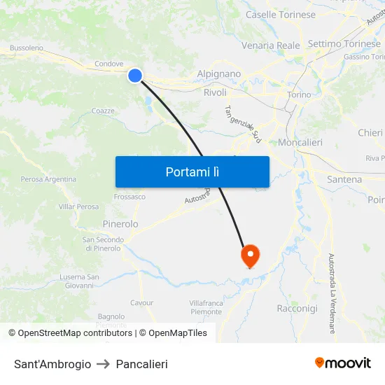Sant'Ambrogio to Pancalieri map