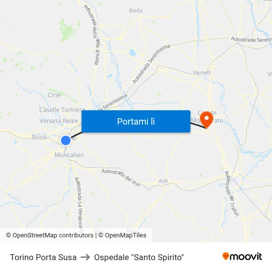 Torino Porta Susa to Ospedale "Santo Spirito" map