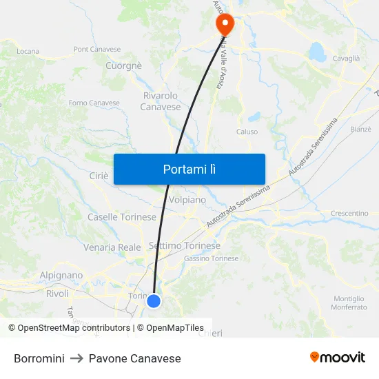 Borromini to Pavone Canavese map