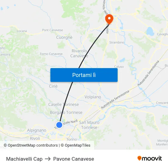 Machiavelli Cap to Pavone Canavese map