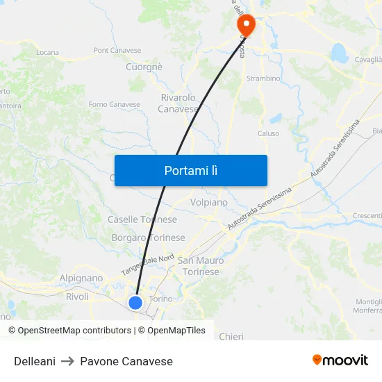 Delleani to Pavone Canavese map