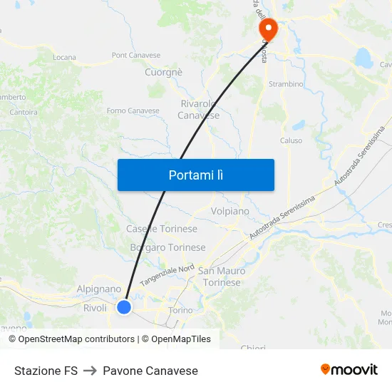 Stazione FS to Pavone Canavese map