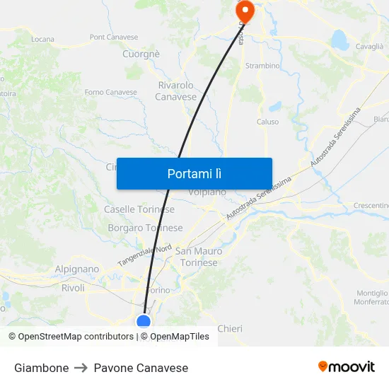 Giambone to Pavone Canavese map