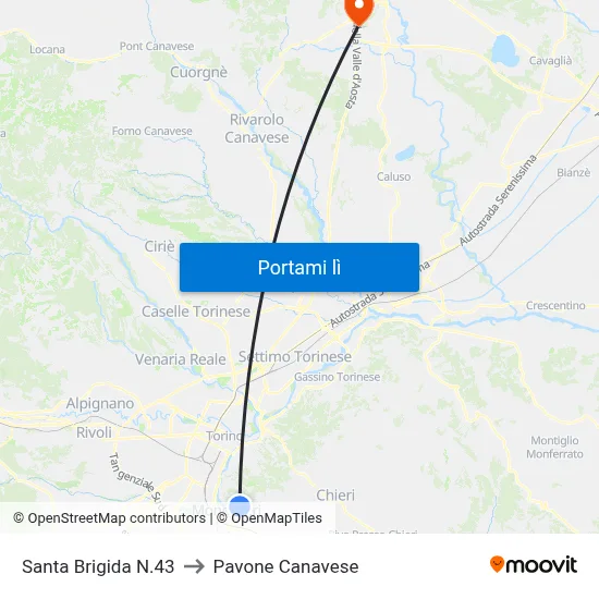 Santa Brigida N.43 to Pavone Canavese map