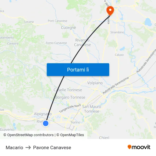 Macario to Pavone Canavese map