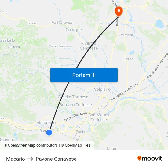 Macario to Pavone Canavese map