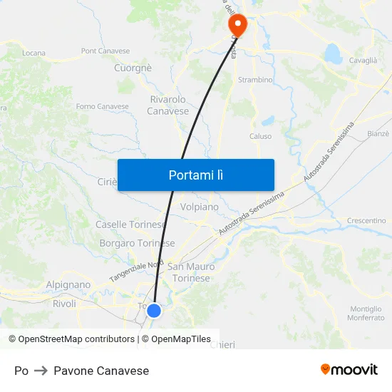 Po to Pavone Canavese map