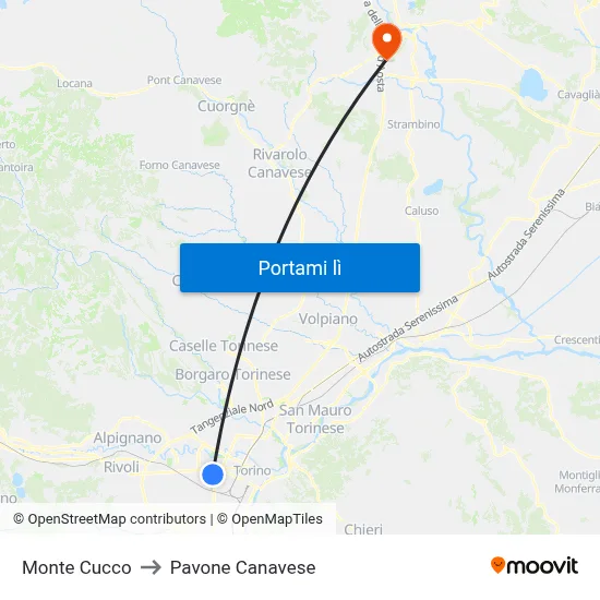Monte Cucco to Pavone Canavese map