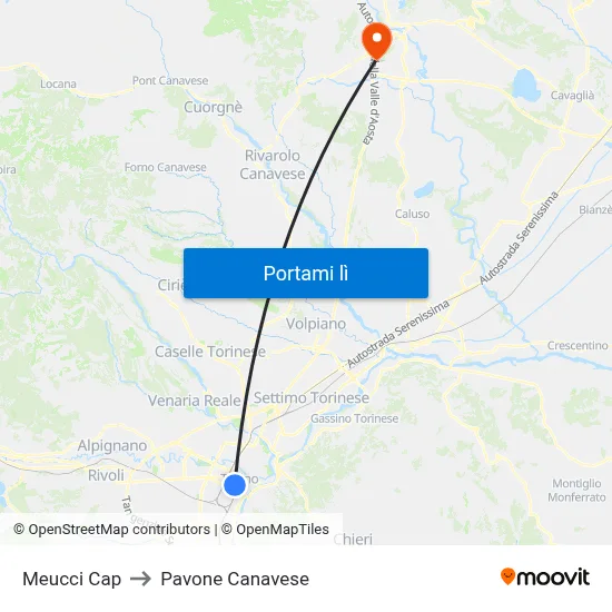 Meucci Cap to Pavone Canavese map