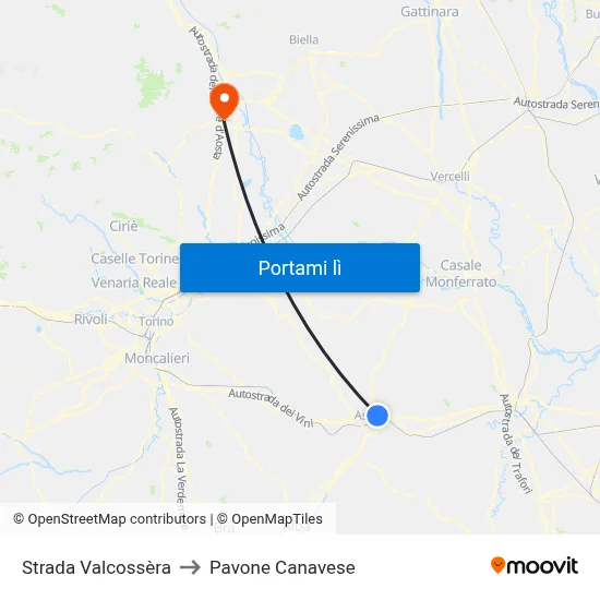 Strada Valcossèra to Pavone Canavese map