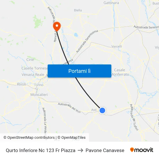 Qurto Inferiore Nc 123 Fr Piazza to Pavone Canavese map