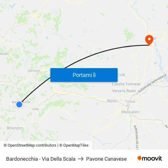 Bardonecchia - Via Della Scala to Pavone Canavese map